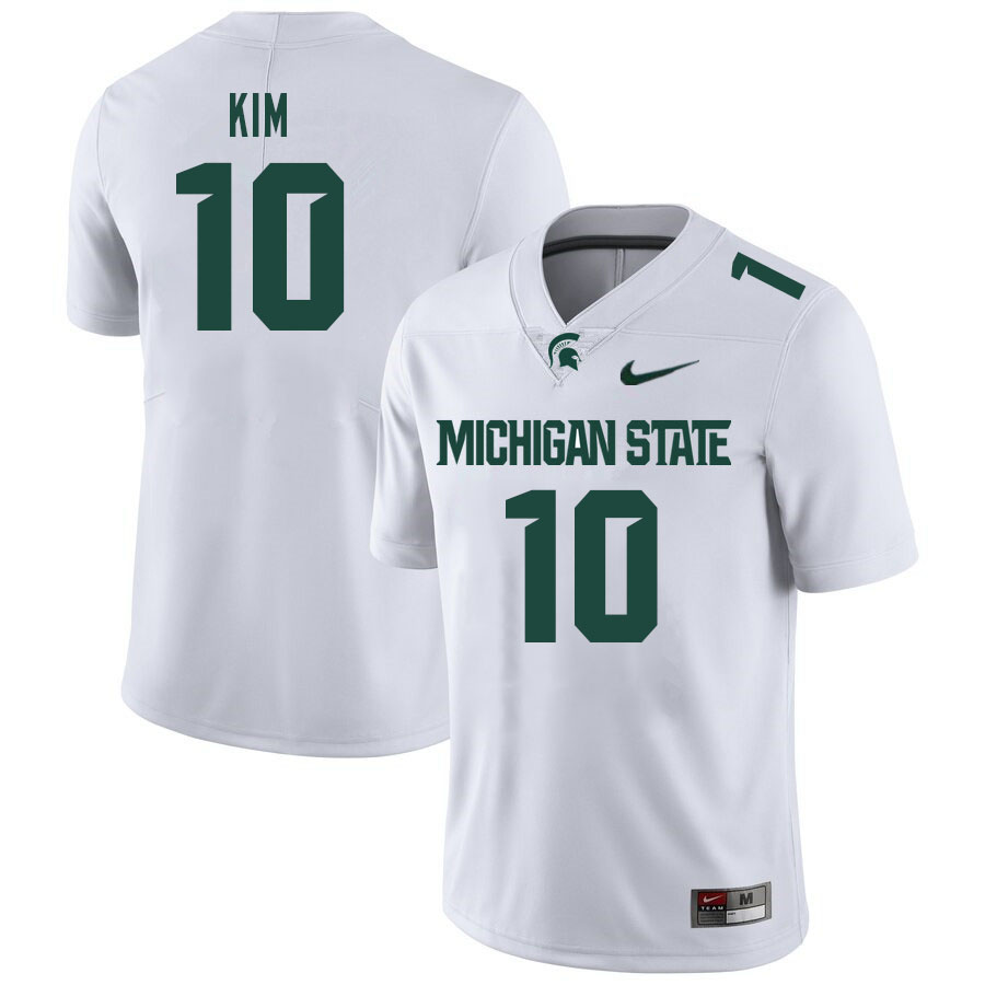 Men #10 Noah Kim Michigan State Spartans College Football Jerseys Stitched Sale-White